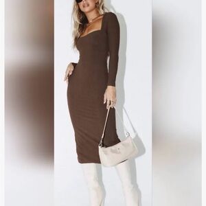 Princess Polly Chocolate Long Sleeve Dress
